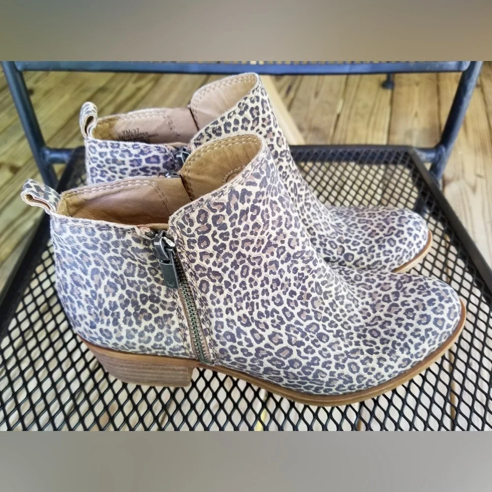 Lucky Brand Leather Leopard Booties/ Boots Size 7 - Picture 4 of 10